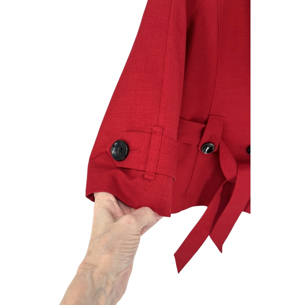 Evan Picone Womens Blazer 12 Red Belted 3/4 Sleeve Office Workwear Teacher - Picture 3 of 7